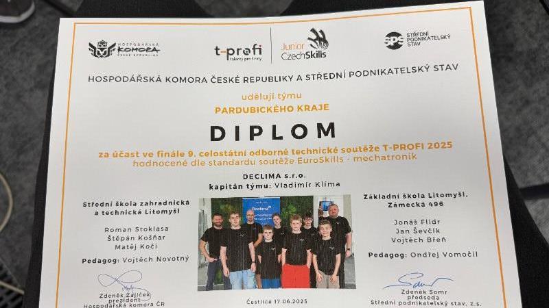 Třetí místo v republikovém kole v soutěže T-profi