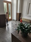 Prvňáčci a deváťáci na průzkumu školy Prvňáčci a deváťáci na průzkumu školy